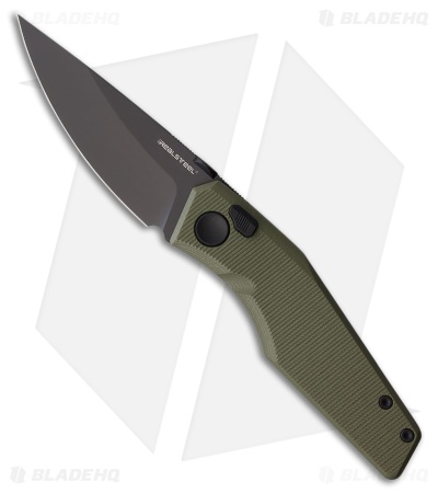 Real Steel Spectrum Button Lock Knife OD Green G-10 (3.4" Black PVD)