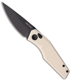 Real Steel Spectrum Button Lock Knife Ivory G-10 (3.4" Black PVD)