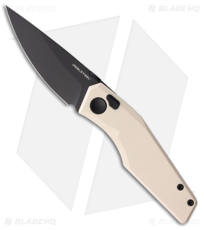 Real Steel Spectrum Button Lock Knife Ivory G-10 (3.4" Black PVD)