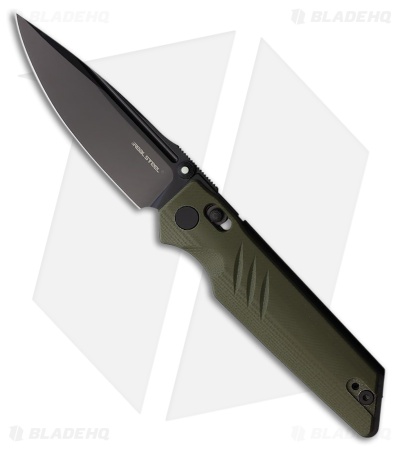 Real Steel Sacra Crossbar Lock Knife OD Green G-10 (3.3" Black PVD)