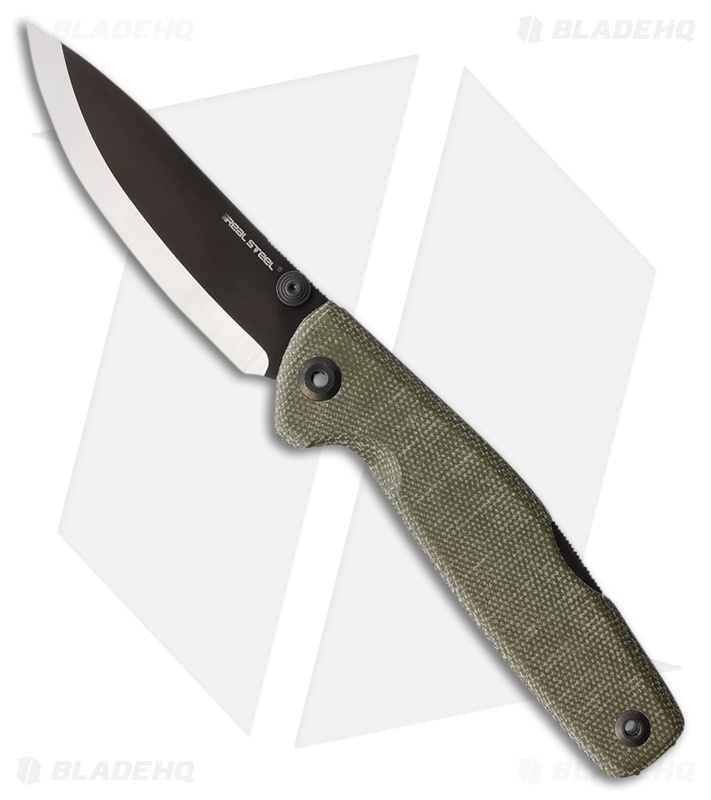 Real Steel Yak Lockback Knife Green Canvas Micarta Two-Tone