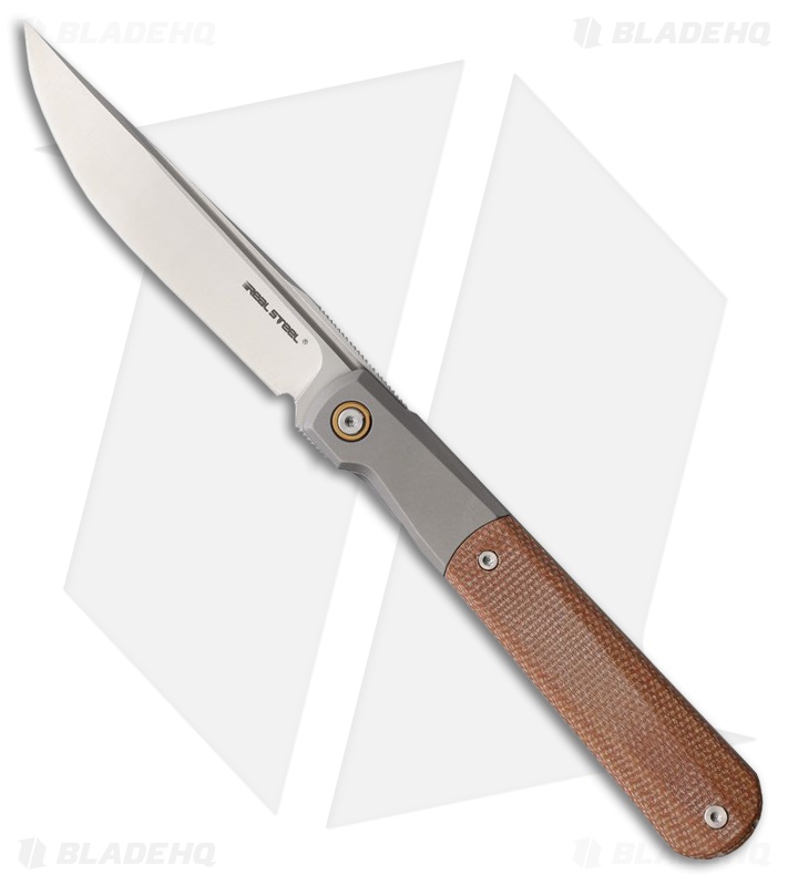 Real Steel Barlow RB-7 Frame Lock Knife Ti/Natural Micarta