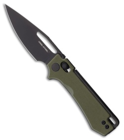 Real Steel Vis Crossbar Lock Knife Green G-10 (2.7" Black PVD)