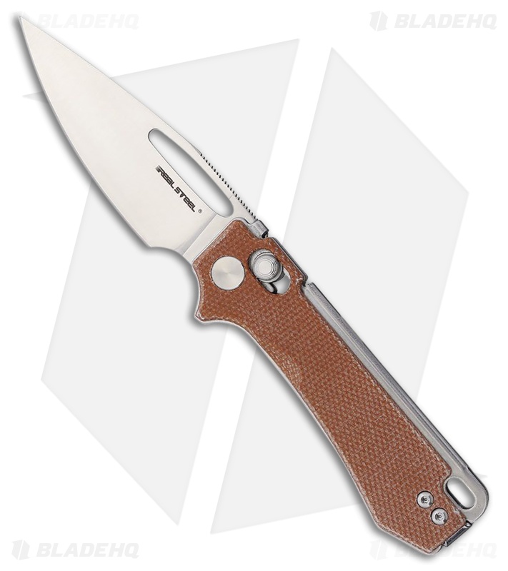 Real Steel Vis Crossbar Lock Knife Natural Canvas Micarta Satin