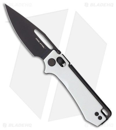 Real Steel Vis Crossbar Lock Knife White G-10 (2.7" Black PVD)