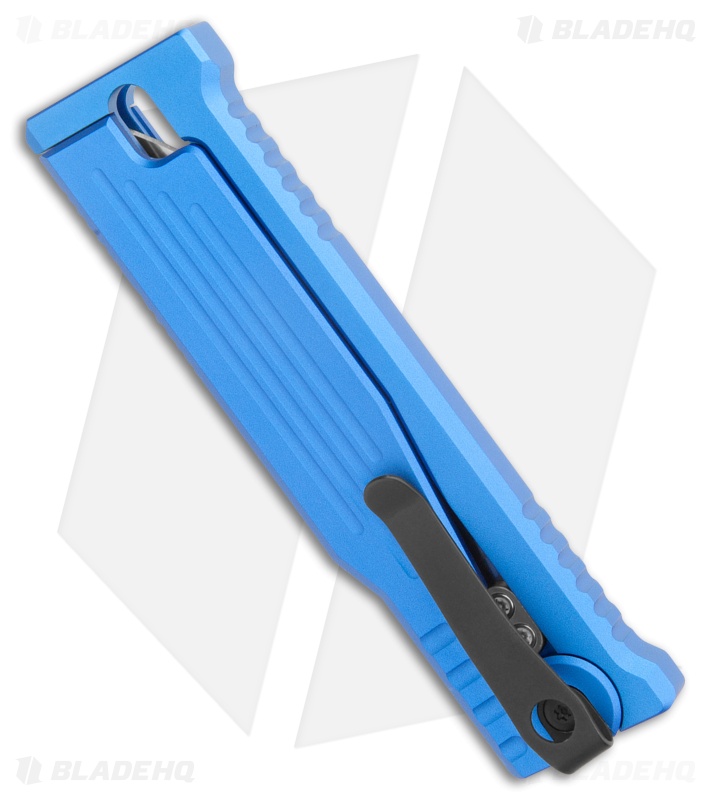 Reate EXO-M Drop Point Gravity Knife Blue Aluminum Satin