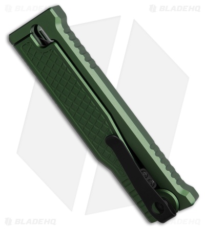 Reate EXO-M Drop Point Gravity Knife Green Frag Aluminum (3.2" Satin Elmax)