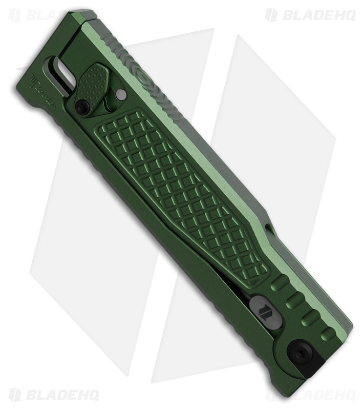 Reate EXO-M Drop Point Gravity Knife Green Frag Aluminum (3.2" Satin Elmax)