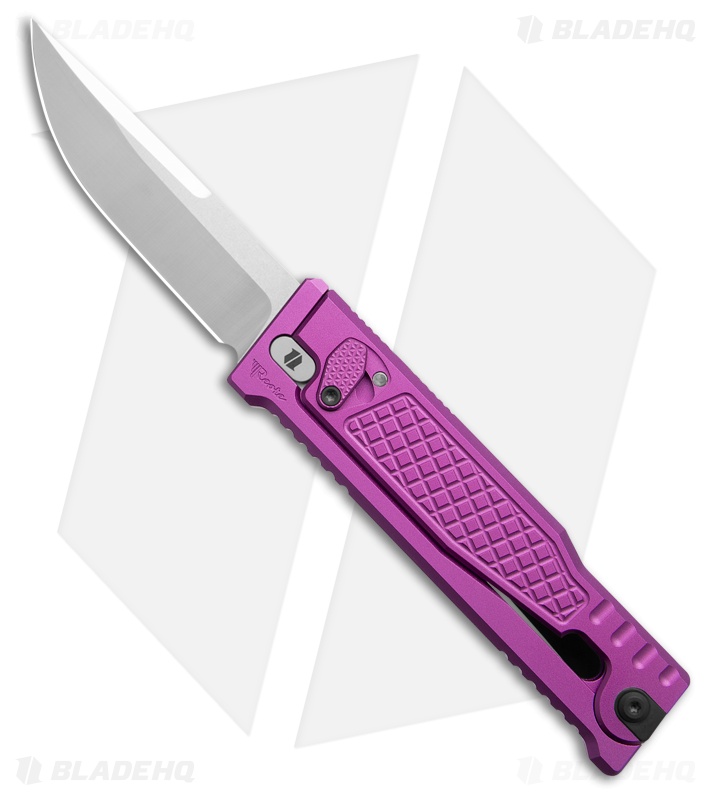 Reate EXO-M Drop Point Gravity Knife Purple Frag Aluminum (3.2" Satin Elmax)