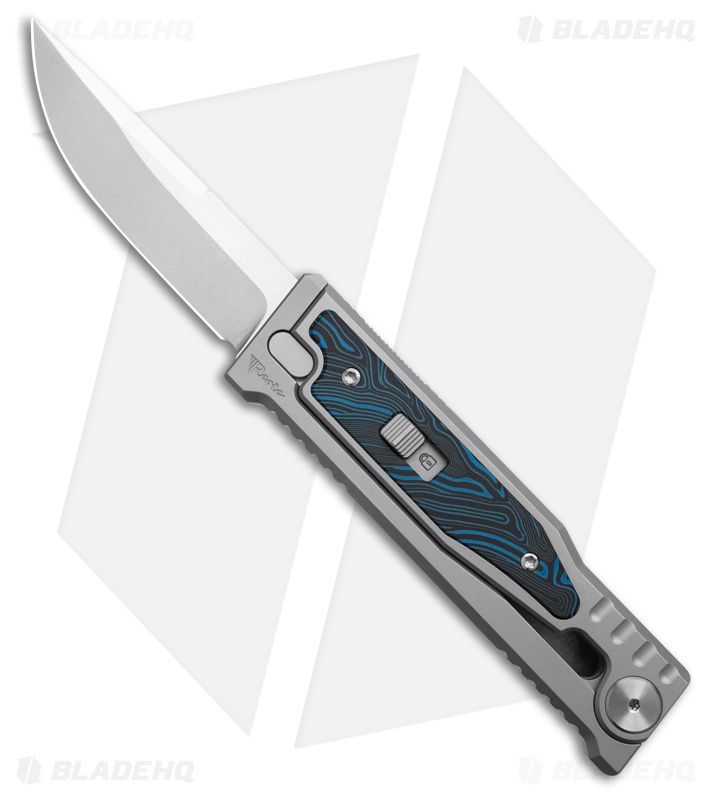 Reate EXO-M Drop Point Gravity Knife Titanium/Black Blue G-10 (3.25" SW/Satin)