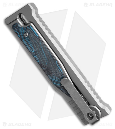 Reate EXO-M Drop Point Gravity Knife Titanium/Black Blue G-10 (3.25" Satin)