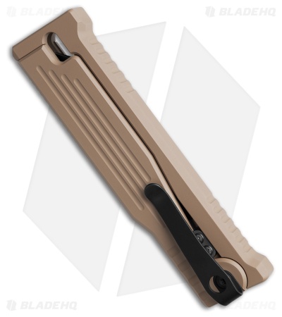 Reate EXO-M Drop Point Gravity Knife Tan Aluminum (3.2" Black PVD Nitro-V) BHQ