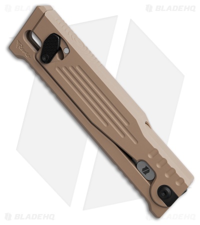 Reate EXO-M Drop Point Gravity Knife Tan Aluminum (3.2" Black PVD Nitro-V) BHQ