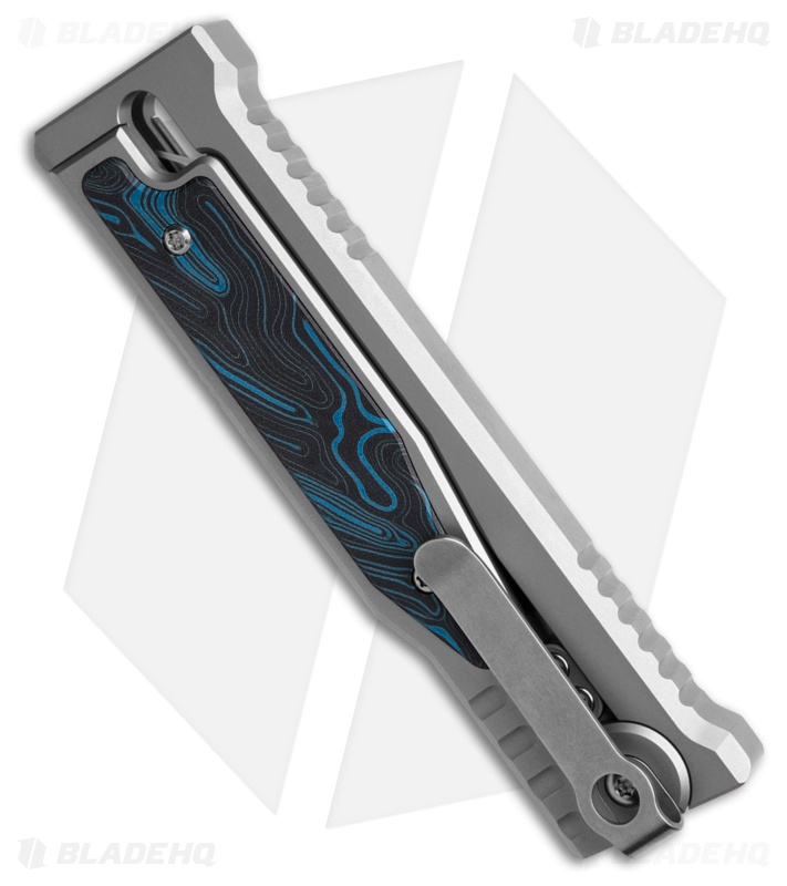 Reate EXO-M Tanto Gravity Knife Titanium/Black Blue G-10 (3.25" All Satin)