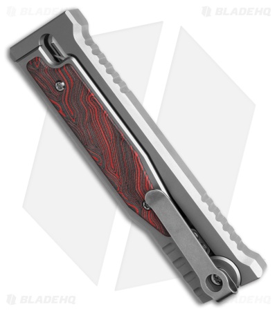 Reate EXO-M Tanto Gravity Knife Titanium/Black Red G-10 (3.25" All Satin)