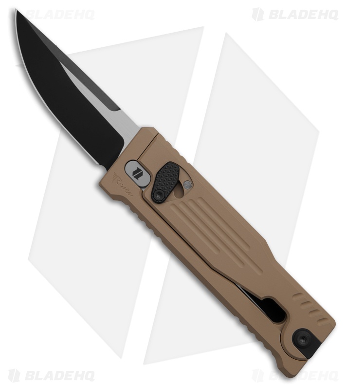 Reate EXO Mini Drop Point Gravity Knife Tan Aluminum (2.6" Two-Tone Nitro-V)