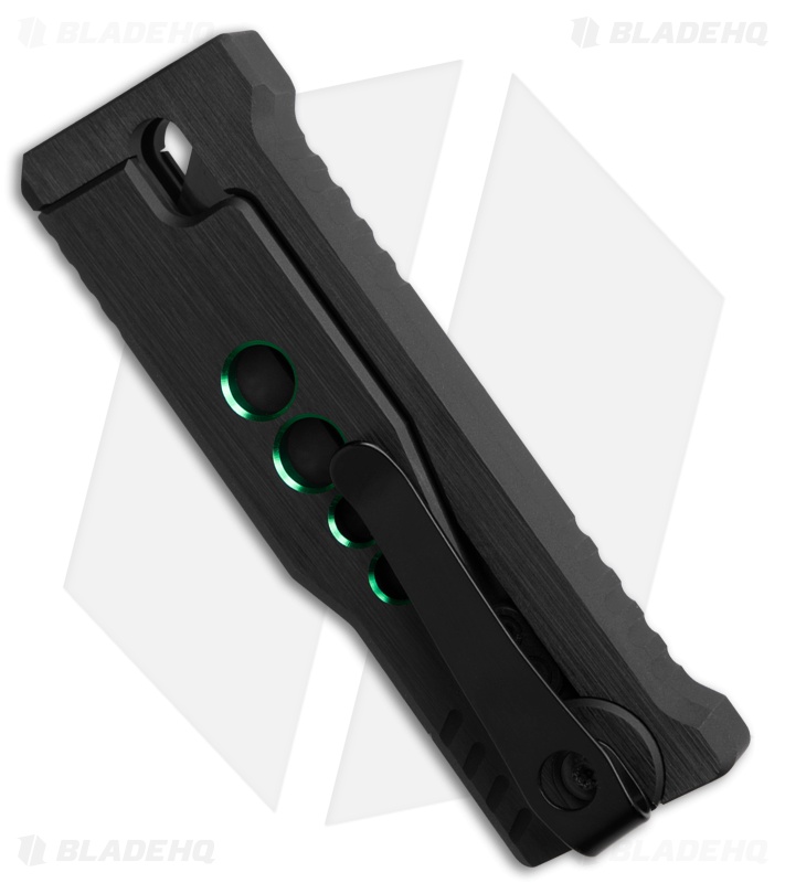 Reate EXO-U Gravity Knife Black w/ Green Speedhole Aluminum (2.3" Utility)