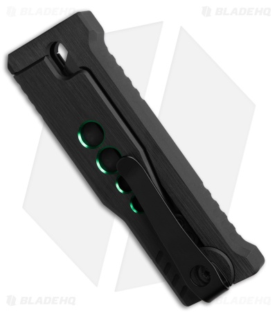 Reate EXO-U Gravity Knife Black w/ Green Speedhole Aluminum (2.3" Utility)
