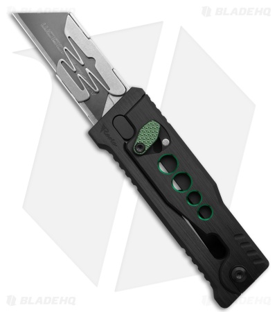 Reate EXO-U Gravity Knife Black w/ Green Speedhole Aluminum (2.3" Utility)