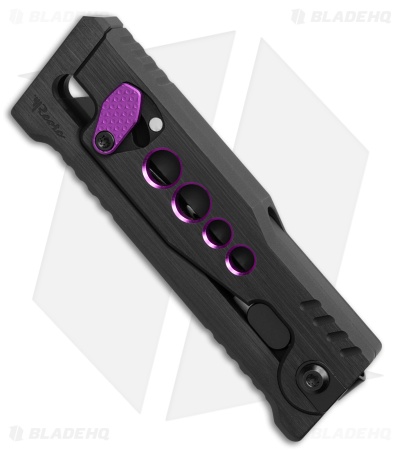 Reate EXO-U Gravity Knife Black w/ Purple Speedhole Aluminum (2.3" Utility)