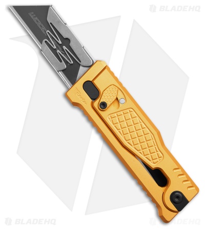 Reate EXO-U Gravity Knife Gold Diamond Frag Pattern Aluminum (2.3" Utility)