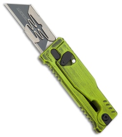 Reate EXO-U Utility Blade Gravity Knife Distressed Green Aluminum (2.3&quot; Utility) | 220582