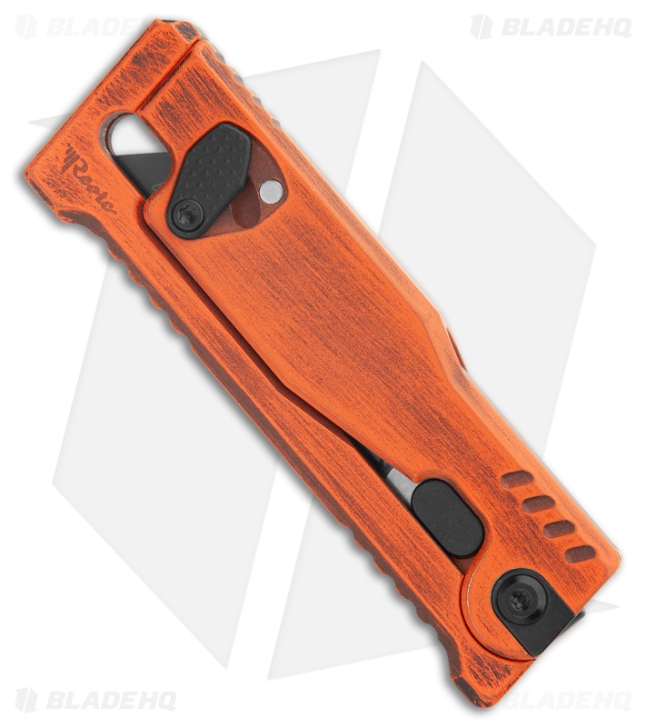Reate EXO-U Utility Blade Gravity Knife Distressed Orange Al (2.3" Utility)