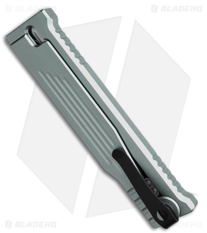 Reate EXO-OG Drop Point OTF Gravity Knife Gray Line Aluminum (3.75" Black)