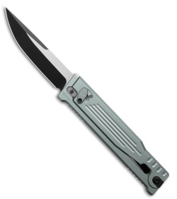 Reate EXO-OG Drop Point OTF Gravity Knife Gray Line Aluminum (3.75" Black)
