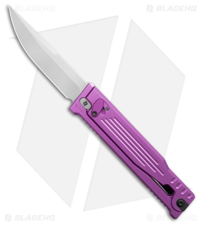 Reate EXO-OG Drop Point OTF Gravity Knife Purple Aluminum (3.75" Satin Nitro-V)