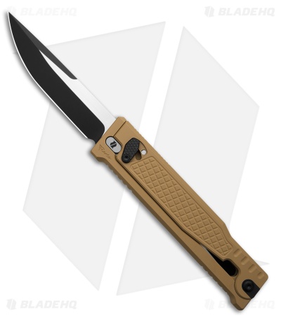 Reate EXO-OG Drop Point OTF Gravity Knife Tan Frag Aluminum (3.75" Two-Tone)