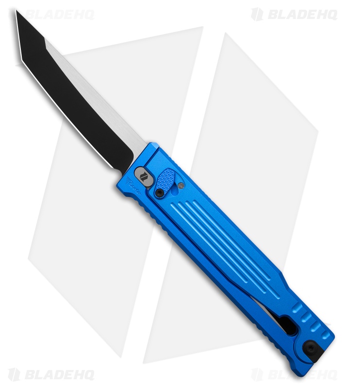 Reate EXO-OG Tanto OTF Gravity Knife Blue Line Al (3.75" Two Tone Nitro-V)