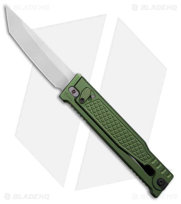 Reate EXO-OG Tanto OTF Gravity Knife Frag OD Green Aluminum (3.75" Satin Elmax)