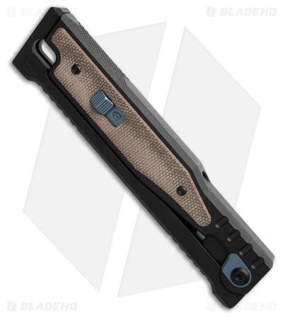 Reate OG EXO Drop Point OTF Knife Black Ti/Green Micarta Inlay (3.75" Two-Tone)