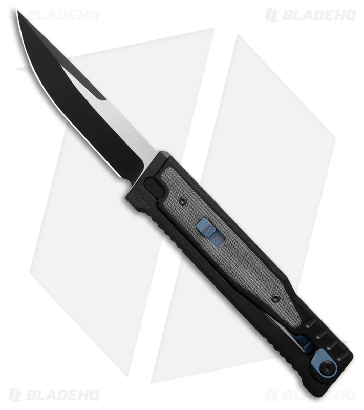 Reate OG EXO Drop Point OTF Knife Black Ti/Black Micarta Inlay (3.75" Two-Tone)