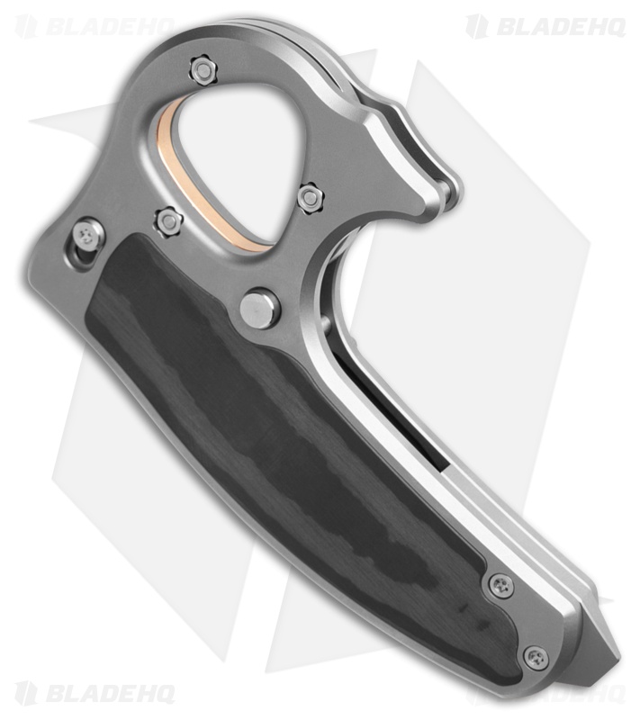 Reate EXO-D Button Lock Knife BB Ti + Carbon Fiber (2.7" Belt Satin ELMAX)