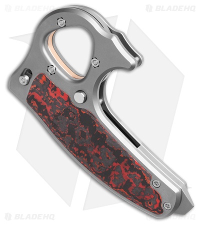 Reate EXO-D Button Lock Knife BB Ti + Lava Flow FatCarbon (2.7" Belt Satin)