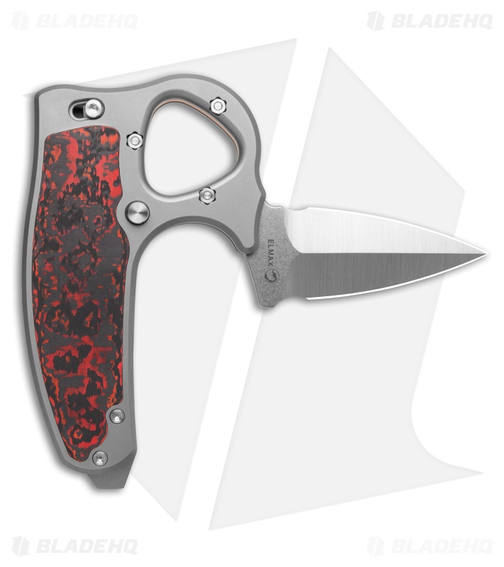 Reate EXO-D Button Lock Knife BB Ti + Lava Flow FatCarbon (2.7" Belt Satin)