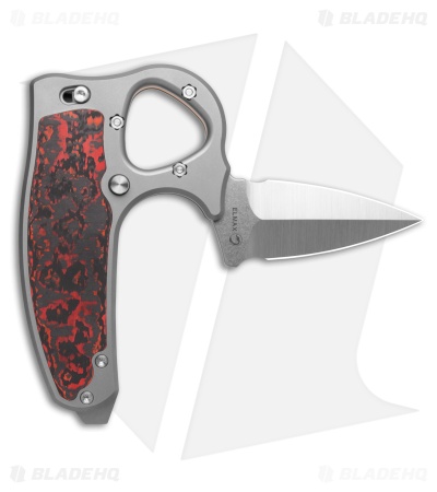 Reate EXO-D Button Lock Knife BB Ti + Lava Flow FatCarbon (2.7" Belt Satin)