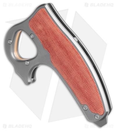 Reate EXO-D Button Lock Knife BB Ti + Orange Micarta (2.7" Belt Satin ELMAX)