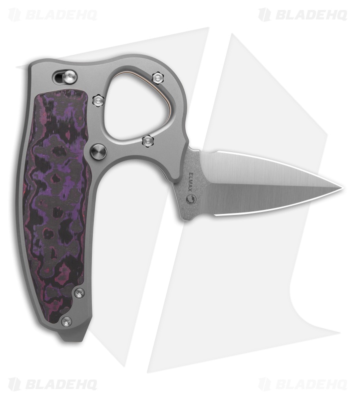 Reate EXO-D Button Lock Knife BB Ti + Purple Haze FatCarbon (2.7" Belt Satin)