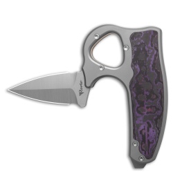 Reate EXO-D Button Lock Knife BB Ti + Purple Haze FatCarbon (2.7" Belt Satin)