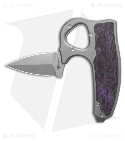 Reate EXO-D Button Lock Knife BB Ti + Purple Haze FatCarbon (2.7" Belt Satin)