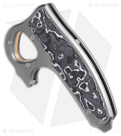 Reate EXO-D Button Lock Knife BB Ti + White Storm FatCarbon (2.7" Belt Satin)