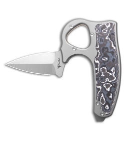 Reate EXO-D Button Lock Knife BB Ti + White Storm FatCarbon (2.7" Belt Satin)