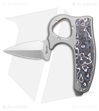 Reate EXO-D Button Lock Knife BB Ti + White Storm FatCarbon (2.7" Belt Satin)