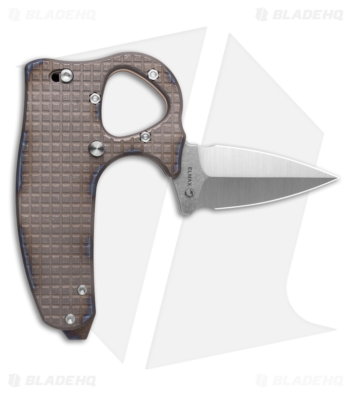 Reate EXO-D Button Lock Knife Flame Grain Frag Titanium (2.7" Belt Satin ELMAX)