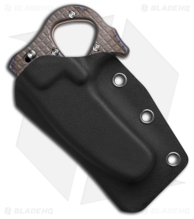 Reate EXO-D Button Lock Knife Flame Grain Frag Titanium (2.7" Belt Satin ELMAX)
