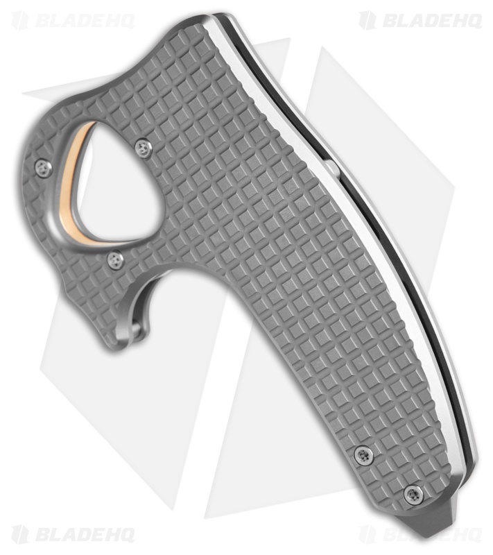 Reate EXO-D Button Lock Knife Flat Frag BB Titanium (2.7" Belt Satin ELMAX)