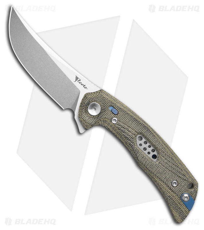 Reate PL-7 Knife Black/Green Micarta Belt Satin